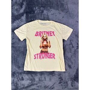 Britney Spears Stronger Graphic T Shirt Y2K Pop Culture Tee Yellow Small